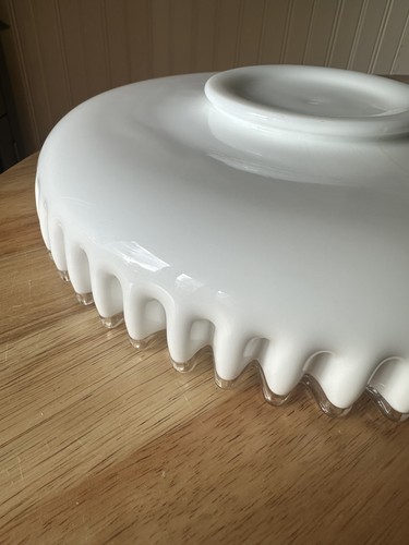 BIG 12.5” Vtg Fenton Silver Crest White Milk Glass Platter Serving Dish Bowl - Picture 9 of 10