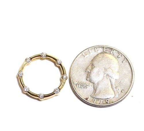 14K Yellow gold .24ct VS2 G natural diamond Eternity circle station pendant 2g - Imagen 6 de 8