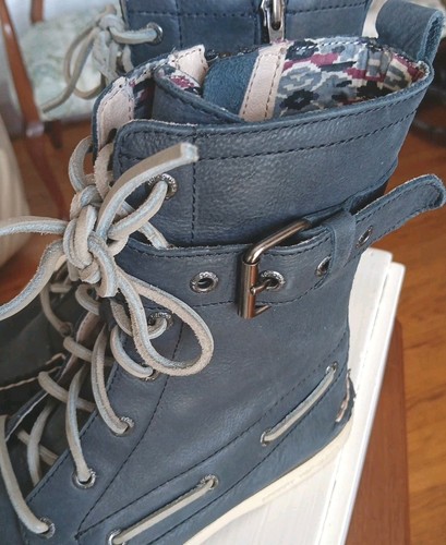 Sperry Top-sider Womens Navy Lace-up And Buckle Boots 7 M - Picture 3 of 13