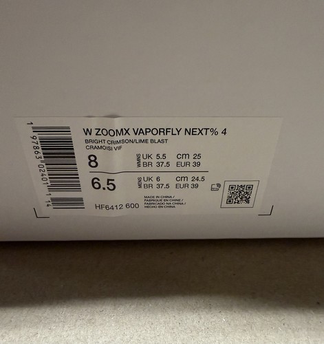Nike Zoom X Vaporfly Next 4% Mujer’s Talla 8 Zapatos para Correr ¡NUEVOS! - Imagen 6 de 6
