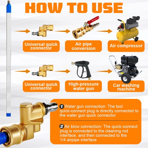 Heavy Duty Stainless Steel Radiator Cleaning Wand Fit For Cars And RVs 100cm - Picture 12 of 12