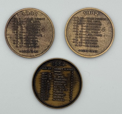 1982 1984 1983 SEC CHAMPS AUBURN UNIVERSITY TIGERS FOOTBALL SCHEDULE COIN TOKENS - Picture 2 of 7