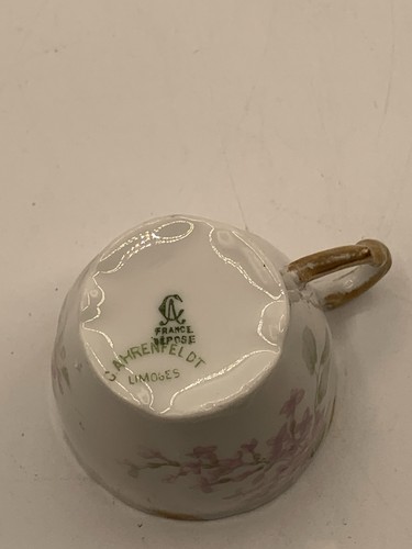 Charles Ahrenfeldt Limoges France Pink Floral Demitasse Cup 1 oz - Picture 8 of 8