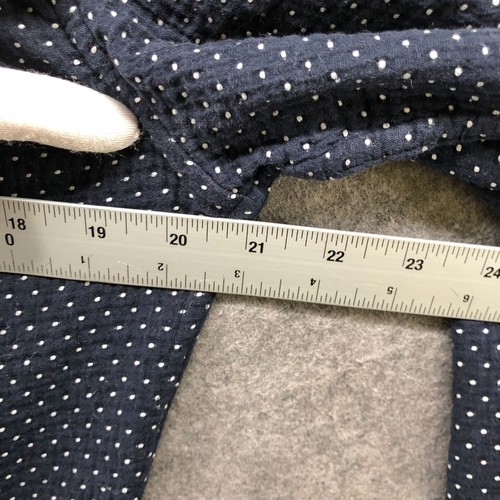 Camisa Bridge & Burn Manga Larga Abotonada Para Hombre M Azul Marino Lunares Algodón Muselina - Imagen 9 de 10