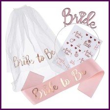 1Set Bride To Be Veil Satin Sash Hiarband Bridal Shower Wedding Decorations