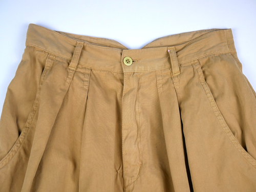 vintage 80s 90s womens high waist yellow cotton pleat shorts pants small 8 10 - Picture 7 of 9