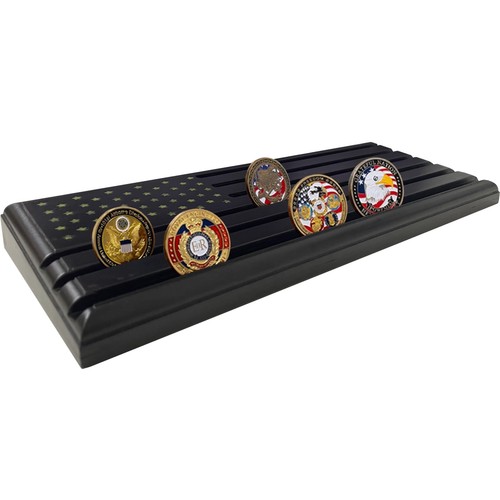 6-Row Military Challenge Coin Display Stand - Challenge Coin Holder with Rust...