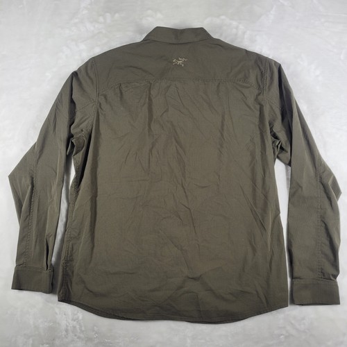 Arc'teryx Kaslo Shirt Men's XL Olive Green Checker Long Sleeve Snap Hiking - Picture 5 of 10