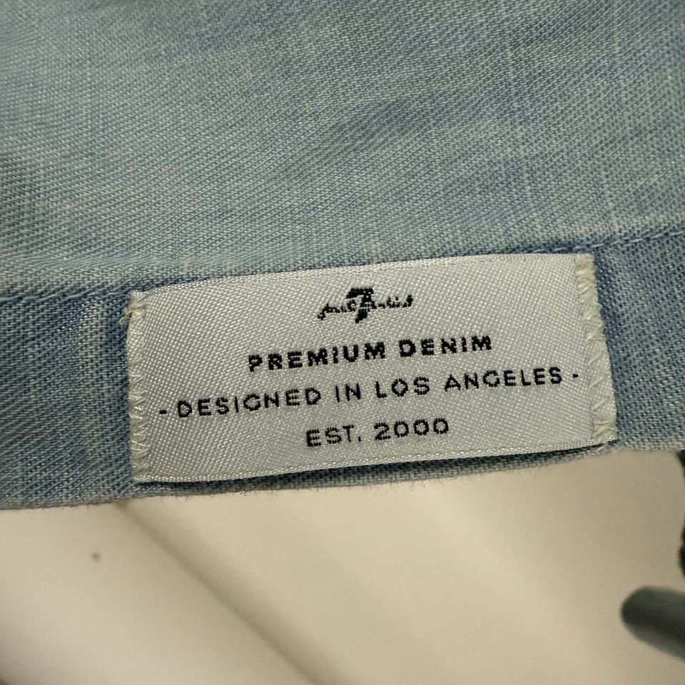 7 For All Mankind Men’s Long Sleeve Washed Denim Button Down Size XL - Изображение 4 из 4