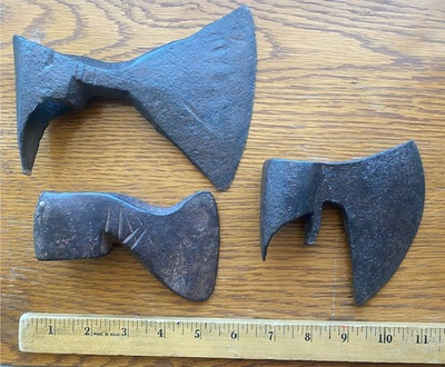 #ad ANTIQUE INDIA IRON BATTLE AXES LOT OF 3 MUGHAL MARATHA 18TH CENTURY $299.00