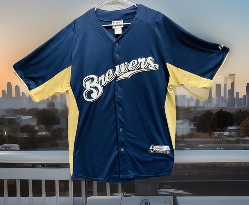 🔥 Milwaukee Brewers • Majestic Authentic Collection • Baseball Jersey Men Sz L