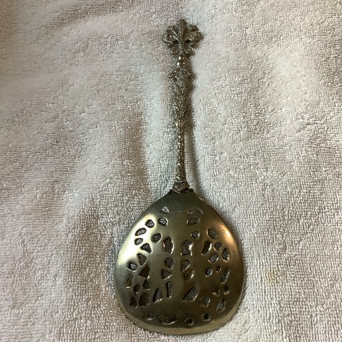 Vintage Italian Silver Ornate Cherub Angel Fleur De Los Metal Serving Spoon - Picture 4 of 7