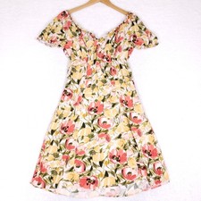 Luxology Off Shoulder Puff Sleeve Floral Midi Dress Small Boho Cottagecore