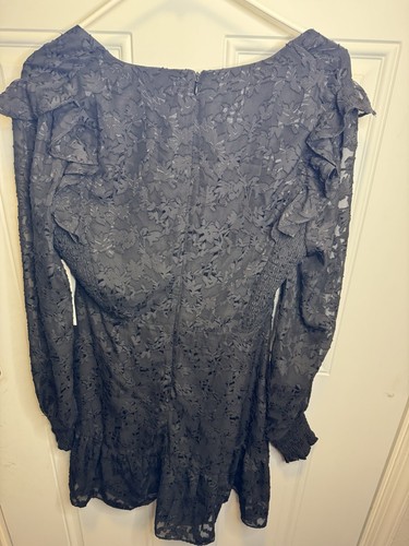 Vestido Aqua Para Mujer Grande Negro Transparente Volantes Estampado Floral Caprichoso Hada Gótico Nuevo Con Etiquetas - Imagen 2 de 4