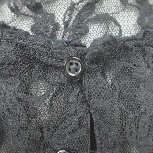 Top Ralph Lauren para mujer XS* negro floral encaje malla transparente Y2K caprichoso - Imagen 11 de 14