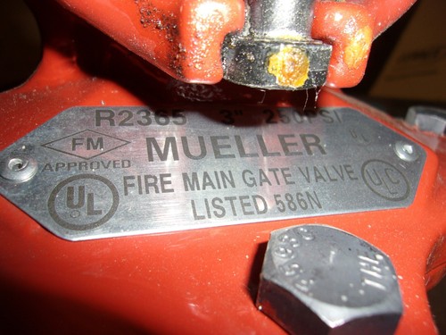 NEW SURPLUS MUELLER R2365 3" FIRE MAIN GATE VALVE 250psi 586N - Picture 3 of 5