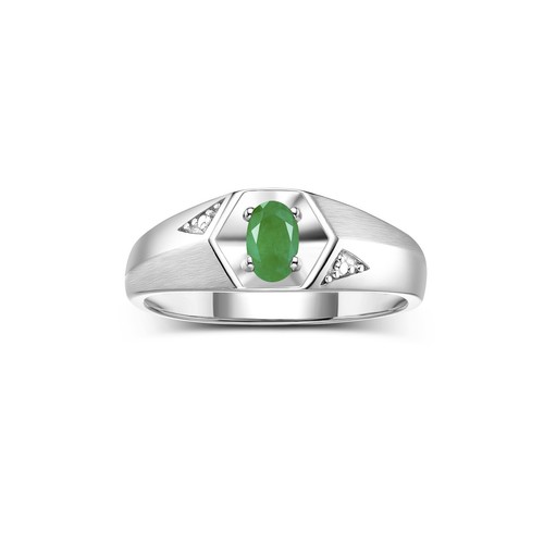 RYLOS Men's 6X4MM Gemstone & Diamond Ring in Sterling Silver, Sizes 8-13 - Picture 15 of 26