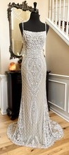 Stunning Sherrl Hill Evening Prom Engagement Long Fitted Gown Size 4 Beige
