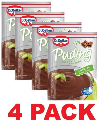 4 PACK - Dr Oetker Chocolate with Pistachio Pudding - Fistikli (100 gr x 4)