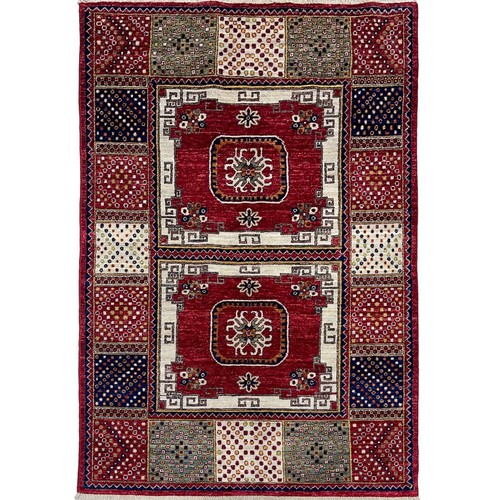Handmade (4' x 6') Red Afghan Tribal Veg Dye Soft Organic Wool Area Rug - Picture 2 of 15