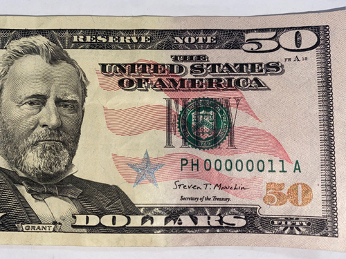 $50 Bill PH 00000011 A True Binary Sum 2 Very Low Serial Number - Picture 7 of 7