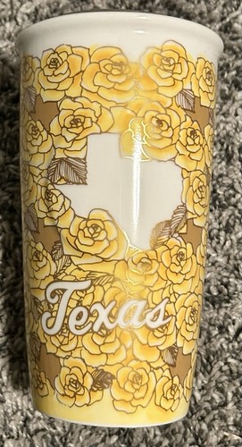 Starbucks Yellow Rose Of Texas Travel Tumbler Ceramic With Lid 10 oz