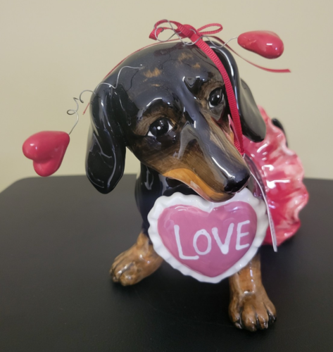 Blue Sky Clayworks Dachshund with Love Hearts TuTu 8"L 6"H - Picture 7 of 8