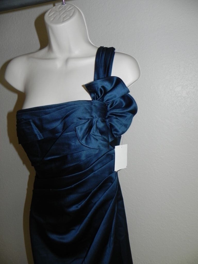 Davids Bridal Dress Size 2 Peacock Bridesmaid F14430 Prom Satin NWT 159 eBay