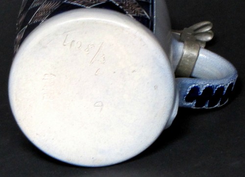 Schöner Bierkrug mit Zinndeckel aus Steingut - Handarbeit Made in Germany - Bild 6 von 6