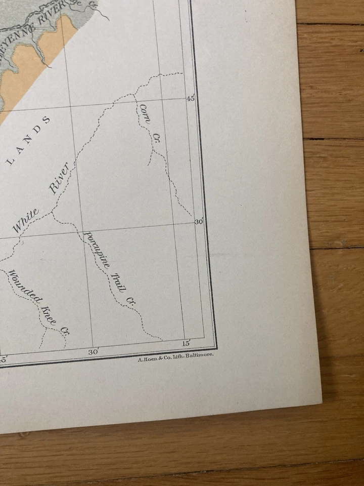 Mapa geográfico antiguo 1901 SOUTHERN BLACK HILLS, SOUTH DAKOTA, WYOMING Foto 4 de 4