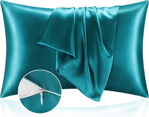 Satin Kissenbezug mit Reißverschluss 2er Pack Standardgröße 20x26 Koralle Seide wie Kühlend - Bild 36 von 46