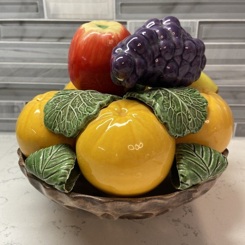 8” High Mid Century Modern Porcelain Basket With Fruit - Capodimonte Style - Picture 7 of 11