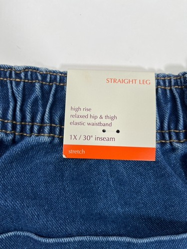 New Knox Rose Womens Jeans Size 1X Blue Elastic Waist High Rise Straight - Picture 7 of 12