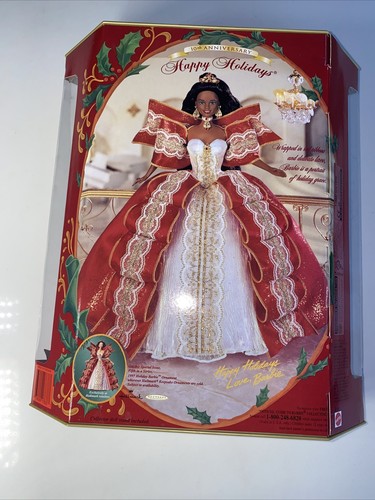 Barbie 17833 1997 10th AniversaryHappy Holidays African American Doll Christmas - Picture 8 of 8
