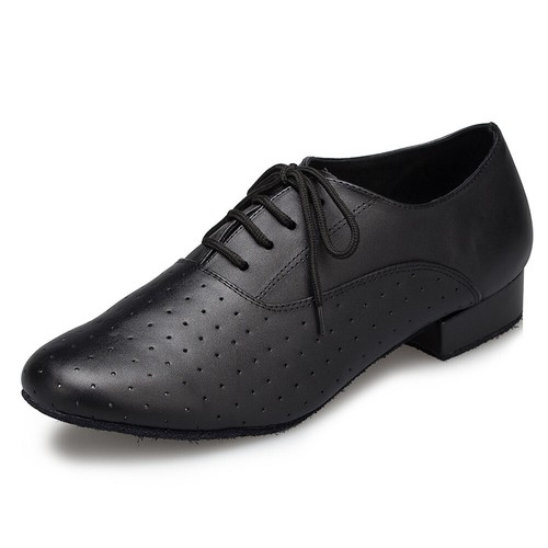 Zapatos de baile latino negros modernos salón de baile tango jazz zapatos de tacón bajo - Imagen 13 de 36