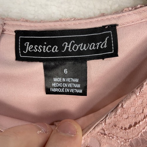 Jessica Howard Lace Dress Sheath Knee Length Pink Floral Party Women's Size 6 - Picture 2 of 10