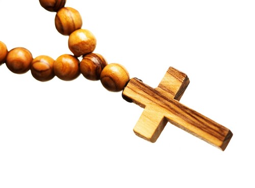 Mens Rosary Necklace Natural Olive Wood Cross pendant From the Holy Land - Picture 2 of 11