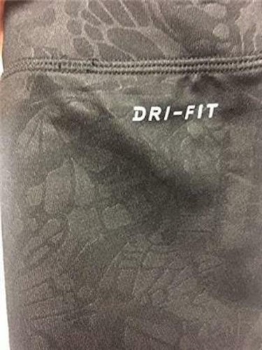 Nike Girls Black on Black Printed Dri Fit Leggings 36F204-023 Wide Band Top - 5 - Picture 4 of 4