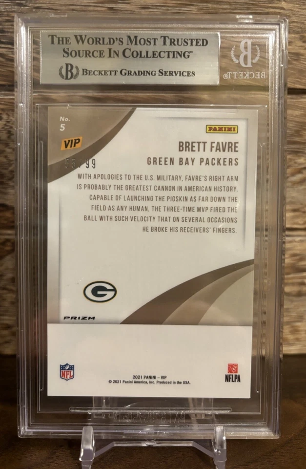 2022 Panini National VIP Gold Pack Prizm Brett Favre Cracked Ice /99 BGS 8.5 - Image 2 of 2