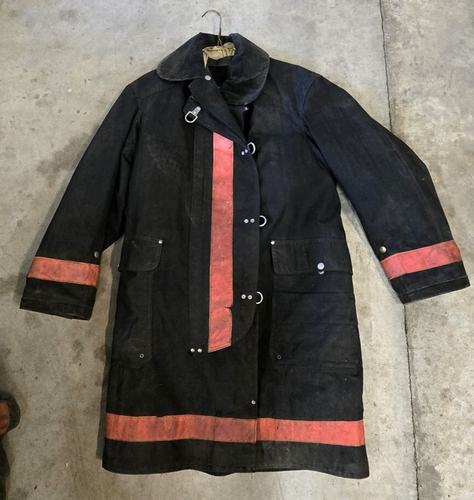 BLACK Turnout Coat REDDISH/ORANGE STRIPES (SIZE XL?) - SOLD SEPARATELY - Picture 2 of 18