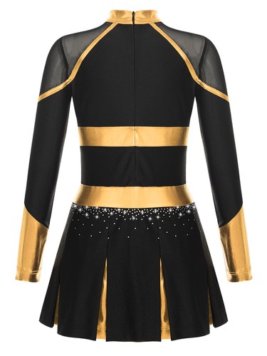 Costume vestito squadra bambina ragazza glitterato cheerleading colore contrasto uniforme - Foto 14 di 84