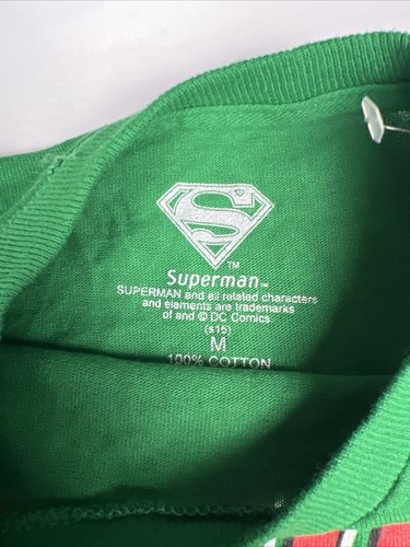 Boys Sz Medium, DC Superman Christmas T-Shirt. Sanats Reindeer. Green/Red - Picture 3 of 4