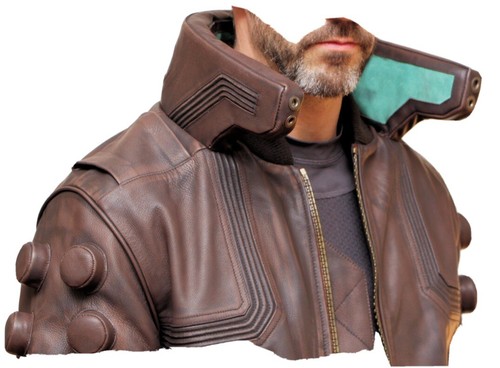 Cyberpunk 2077 LED Collar Leather Jacket Men's Costume Coat - Picture 1 of 5