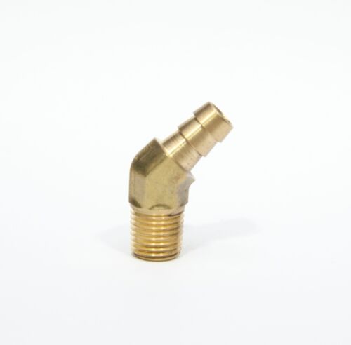3/8 Hose Id Barb 1/4 Male Npt 45 Degree Elbow Brass Fitting Air Oil Gas Fuel - Picture 2 of 7