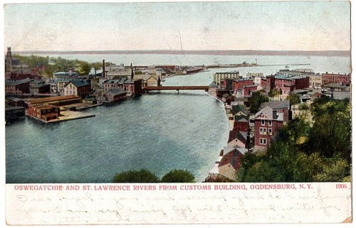 VINTAGE OGDENSBURG NY OSWEGATCHIE & ST LAWRENCE RIVERS POSTKARTE 1908 062121 Q - Bild 1 von 2