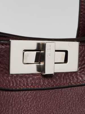 Fendi Burgundy Calf Leather Peekaboo ISEEU Forty8 Satchel