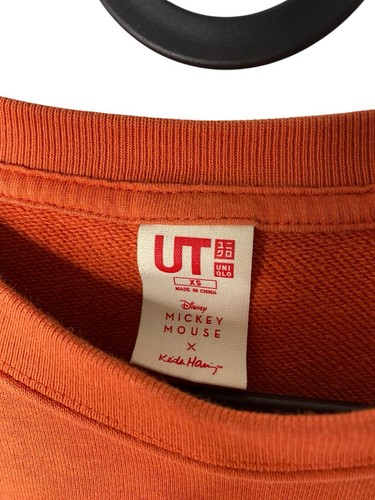 Uniqlo Keith Haring Mickey Mouse Mens Size XS Sweatshirt Crewneck Orange Disney - Picture 4 of 6