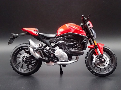 DUCATI Monster + Plus Bicicletta Moto Rosso 1/18 Diorama Scala Modello Diecast - Foto 4 di 8