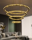 Circle LED Dimmable Ring Crystal Pendant Lamp Chandelier Ceiling Light Dimming