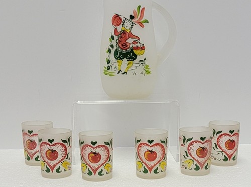 Federal Gay Fad Studios Frosted Provincial Tomato Juice Pitcher Set and Tumblers - Imagen 3 de 14